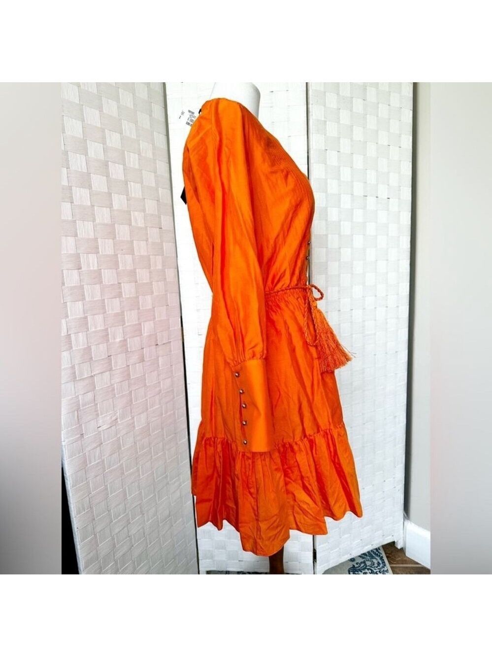 Robert Rodriguez Orange Silk Ling Sleeve Dress With Belt Size 2 NWT - Picture 6 of 13